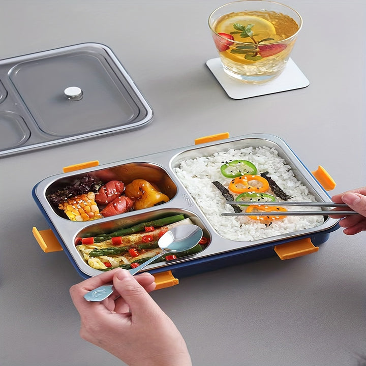 2024 JapaneseStyle 3Compartment Stainless Steel Lunch BoxU0R3