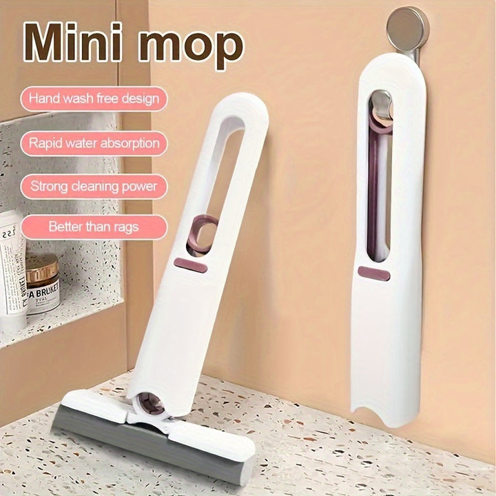 1pc Portable Mini Mop  Handheld Foldable Design For Easy Storage  Cleaning  Ideal For Kitchen Bathroom Office  Outdoor Use
