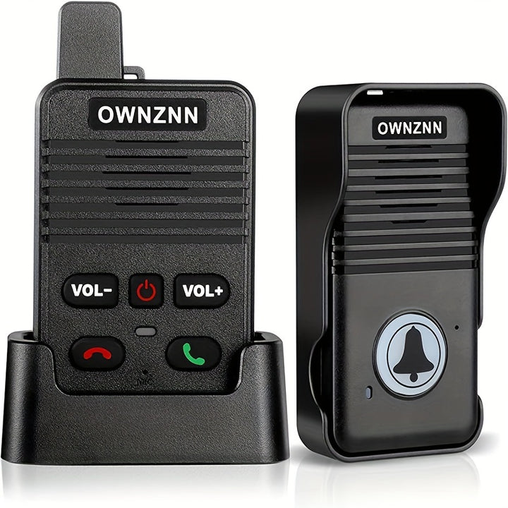 OWNZNN Wireless Doorbell Black Full Duplex Intercom Doorbell Kit Hands Free 8 Volume Levels 3048meter Range LED Flash TwoWay Communication Doorbell With Chime For Home Office 24042480MHZ