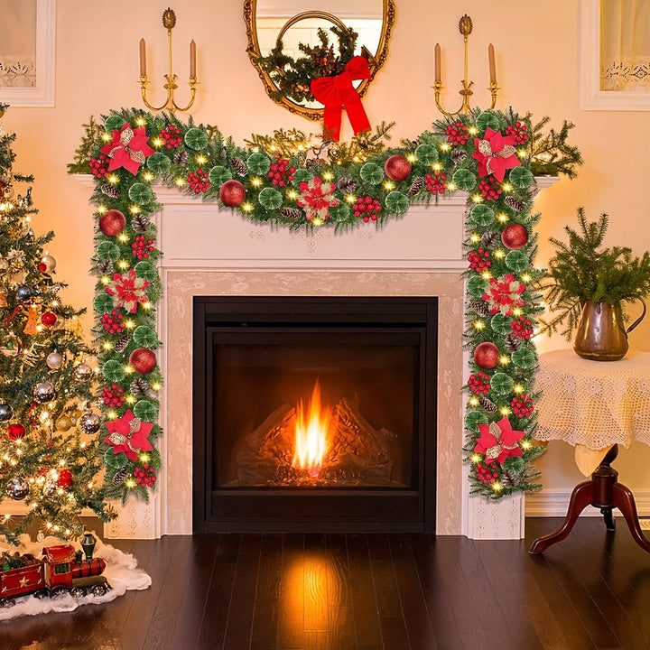 Festive Christmas Garland with LED Lights BatteryPowered 27432cm  E2NK