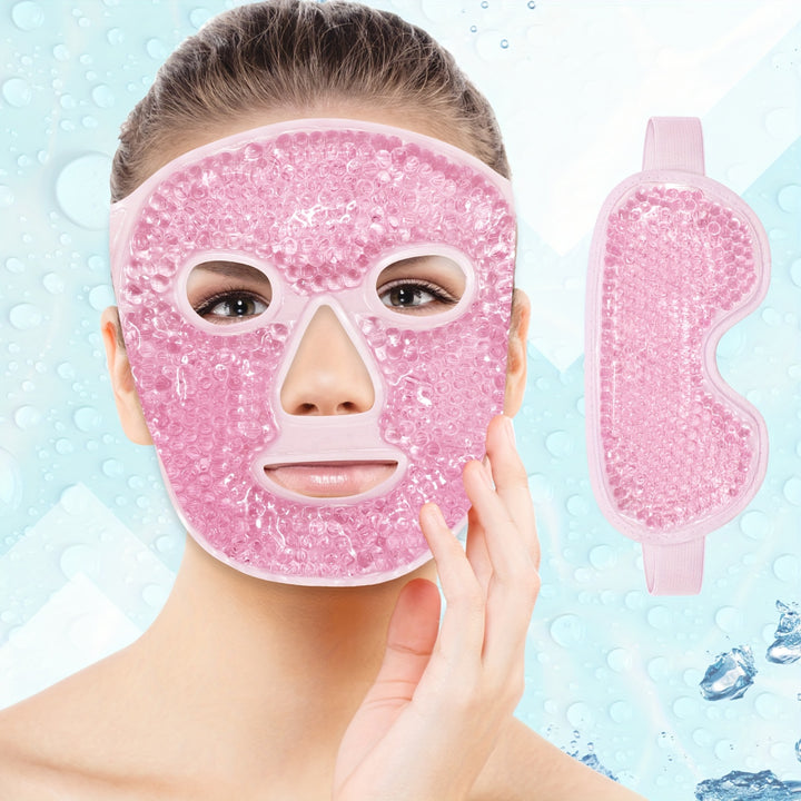 Gel Bead Cooling Eye Mask Relieve Puffiness Bags Sinus Redness Migraine Dark Circles  1 Eye Mask  1 Face Mask