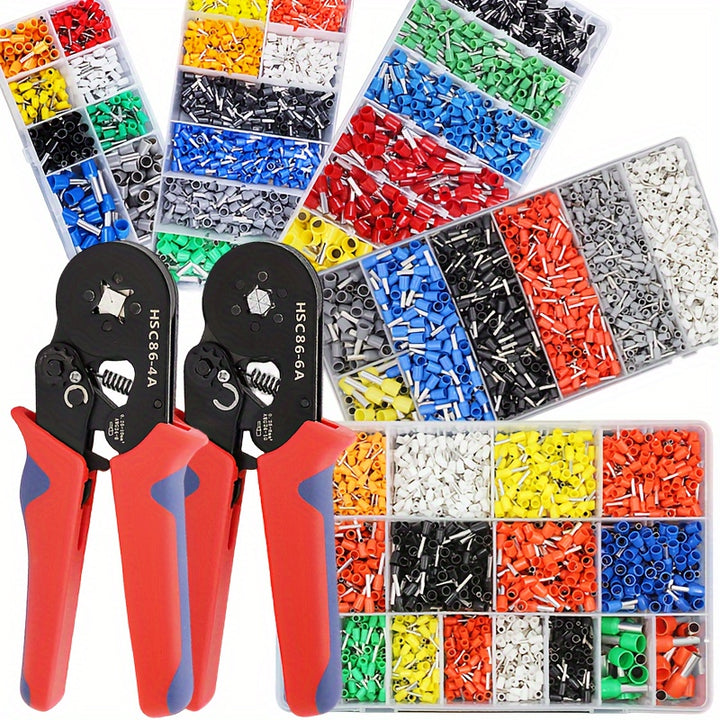 3002120pcs Pipe Type Crimp Terminals Set Copper Tube PVC Housing Alloy Steel Pliers  TJRXLFZ