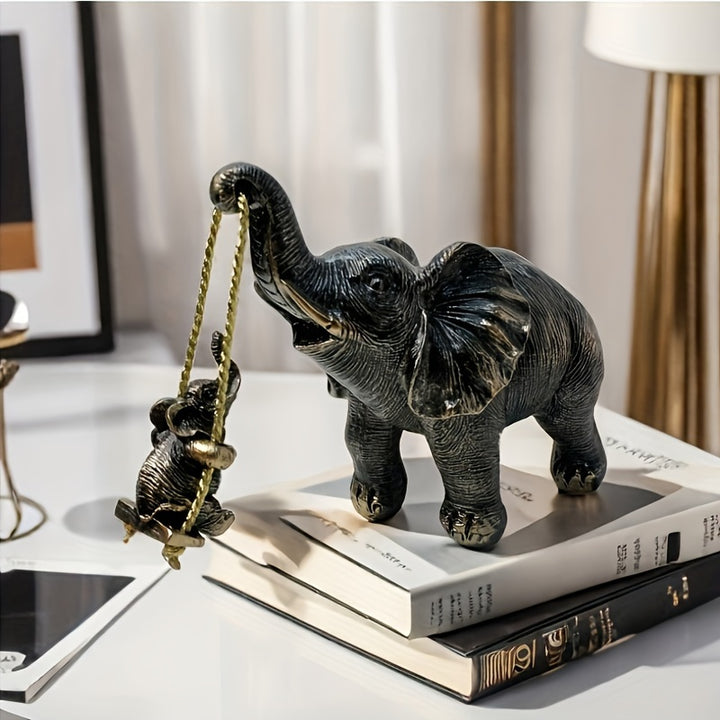 Handcrafted Mother and Youngsters Elephant Figurine  Elegant Resin Home Decor Versatile IndoorOutdoor Statue for Living Room Bedroom Office and Bookshelf Display  Perfect Gift Idea