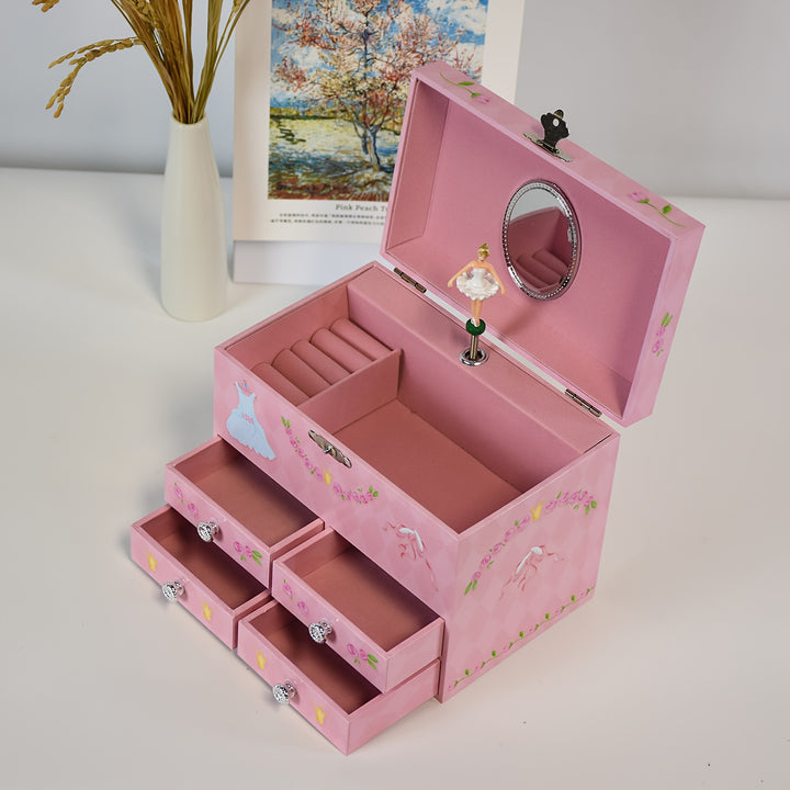 1pc Music Box Multilayer Jewelry Box Rotating Ballet Music Box Storage Box Gift For WomenFKVJ