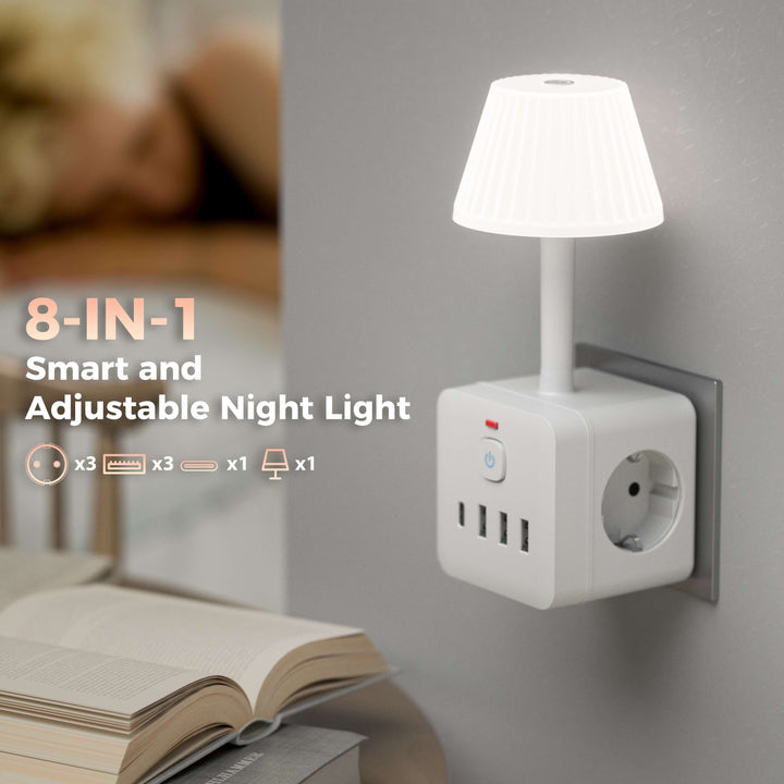 Versatile 8in1 Power Outlet with Desk Lamp  O3MK