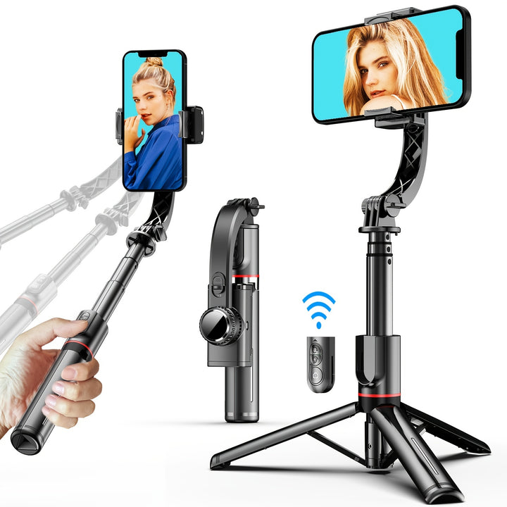 Gimbal Stabilizer for Smartphone with Extendable Selfie Stick and Tripod 1Axis Phone Stabilizer 9P0R