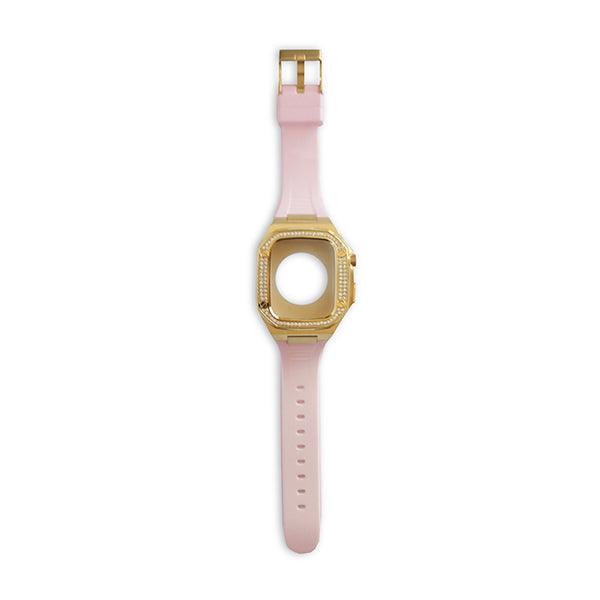 Apple watch Series 7/6 41/40 MM Luxury Rose Gold Watch Case Pink Strap - Future Store