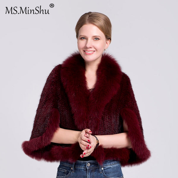 معطف فرو طبيعي للنساء من Ms.MinShu ملابس خارجية بدون أكمام