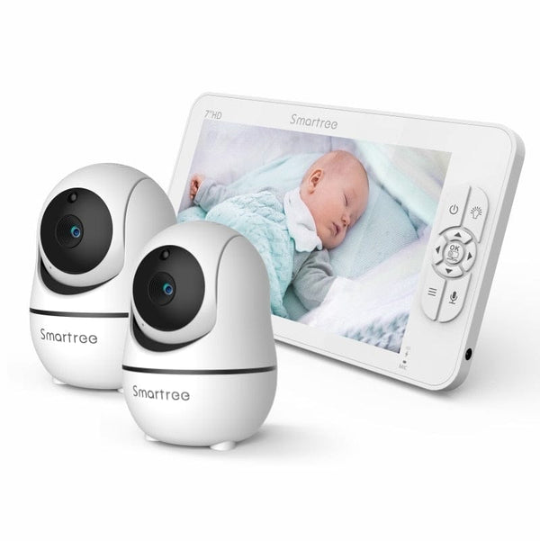 SM70 7&quot; 720P HD Split Screen Video Baby Monitor No WiFi, Baby Camera Monitor, Hack Proof, Remote Zoom/Pan/Tilt, 4000mAh Battery