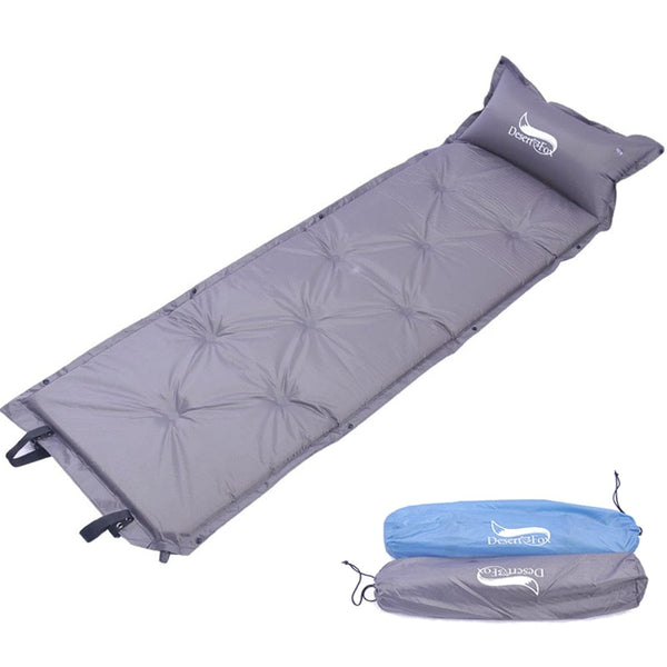 Desert&amp;Fox Self Inflating Sleeping Pad Tent Air Mattress Attached Pillow Portable Camping Mat with Carry Bag for Hiking Fishing