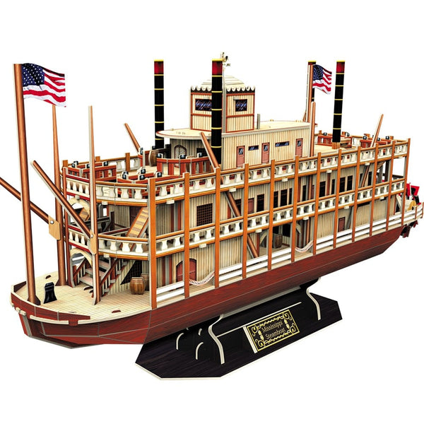 CubicFun 3D Puzzle Vessel Ship Models Toys Building Kits 142 Pcs US Worldwide Trading Mississippi Steamboat for Adults Kids