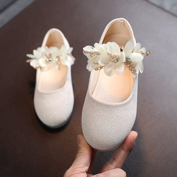 Girls Shoes Children Wedding Princess School Shoe Kids Summer Rhinestone Flower Student Sandals Fashion Flats 2022 New G26