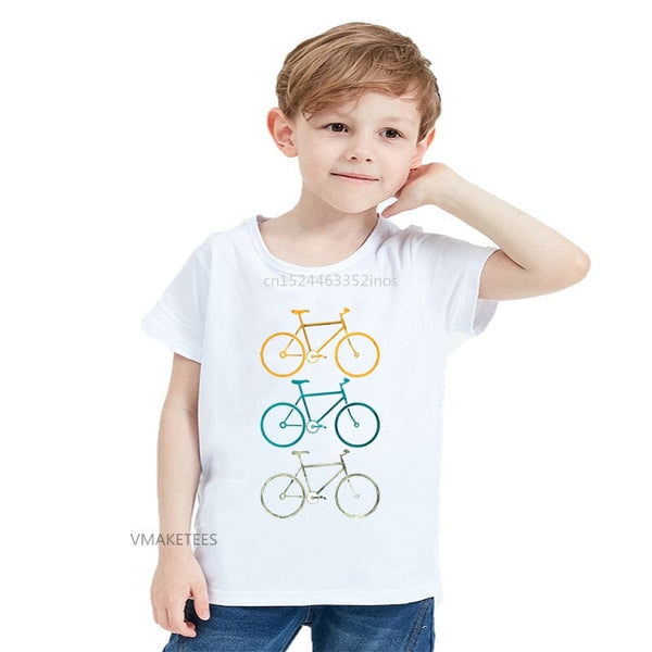 2020 Summer Girls & Boys Short Sleeve T shirt Colorful Bikes Cute Print T-shirt Baby Kids Funny Casual Clothing,HKP5666