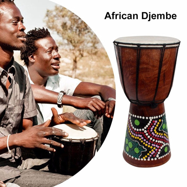 6 inch African Djembe Drum Hand-Carved Solid-Wood Goat-Skin Traditional African Musical Instrument Drum