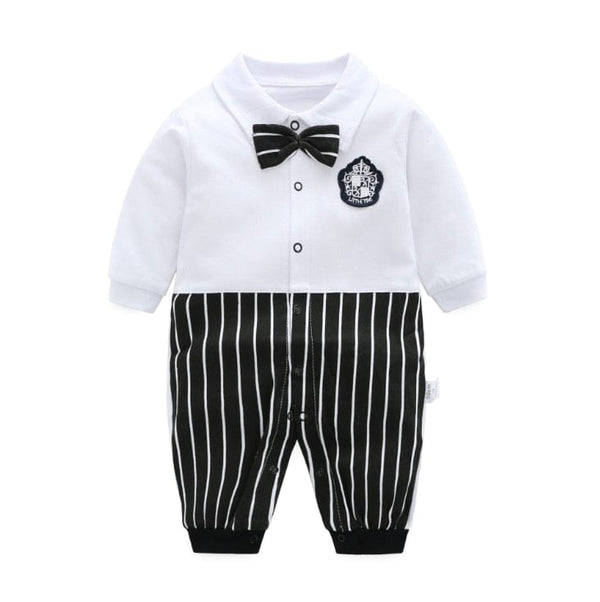 Newborn Baby Boy Girl Romper Fall Long Sleeves Bowtie Style Bebe Clothes Little Gentle Man Penguin Infant Babe Jumpsuits