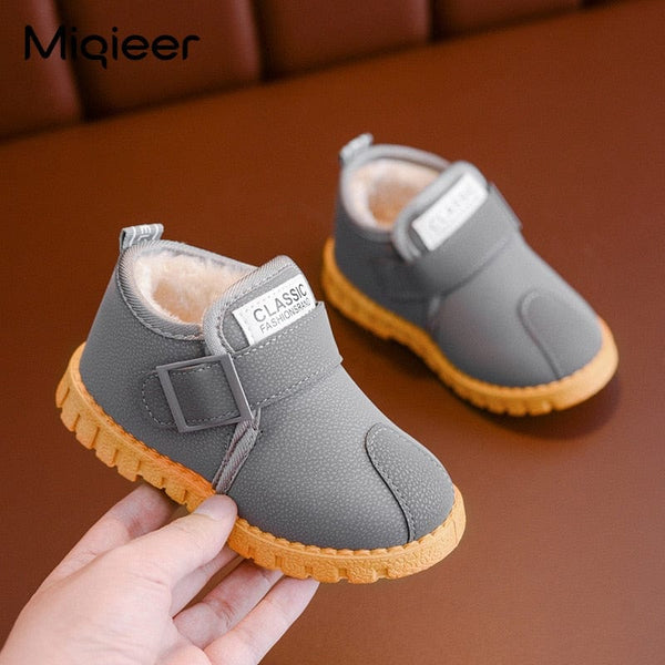 New Design Children Sneakers Winter Baby Girls Ankle Boots Waterproof  Non Slip Warm Plush Toddler Walking Snow Shoes