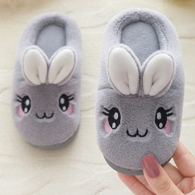 Baby Girls Cotton Slippers New Winter Children&#39;s Cute Rabbit Plush Slippers Boys Home Indoor Shoes Furry Kids Slippers