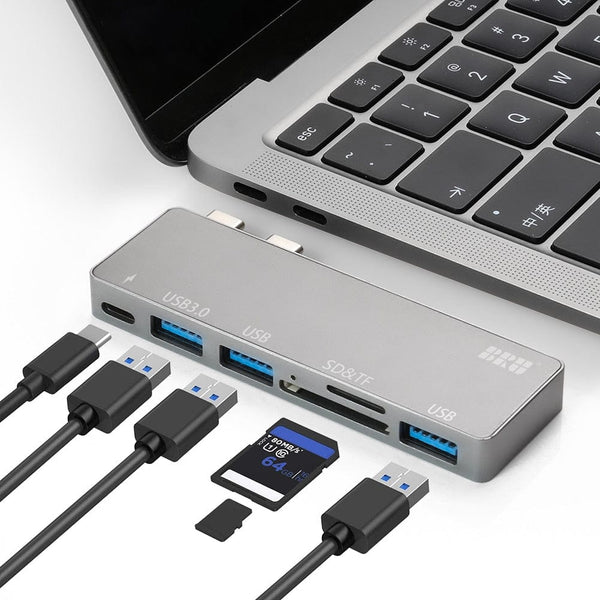 BRU Usb C Hub لماك بوك برو محول Usb نوع C Hub 3.0 Tf Sd قارئ فتحة Pd لماك بوك برو/اير 2020 USB محاور