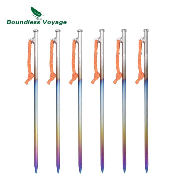 Boundless Voyage Titanium Alloy Tent Pegs Metal Heavy Duty Nails Garden Hard Ground Stakes Tent Pins Fixed Fitting for Fence Net