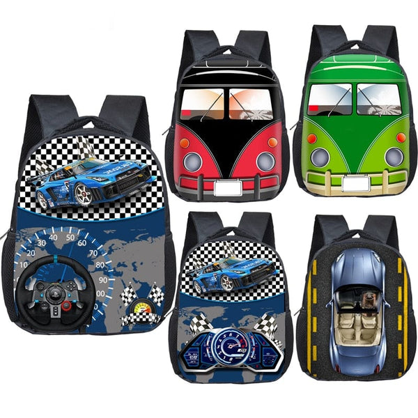 12 Inch Cute Racing Car Toddler Backpack For Kids Children School Bags Baby Kindergarten Backpacks Kids Book Bag Schoolbags