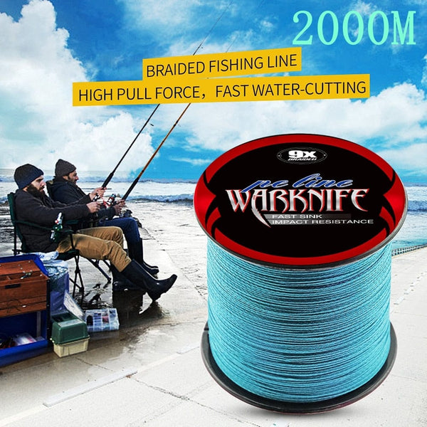 Warknife 9 Strands Super Strong PE Fishing Line Raid Fishing Line 2000M Multifilament Fishing Wire Carp Saltwater Fishing Line