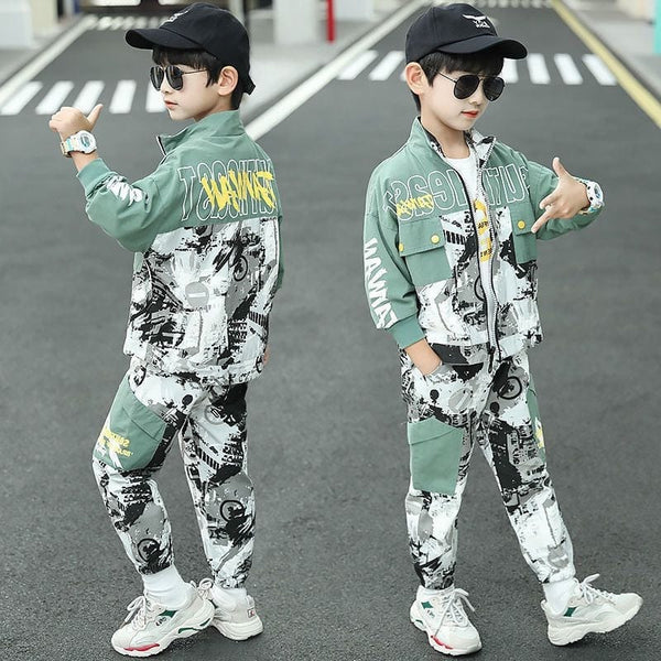 Boys Suit Coat +Pants Cotton 2Pcs/Sets 2022 Spring Autumn Thicken Kid Sportswear Teenagers Jogging Suit Children Clothing