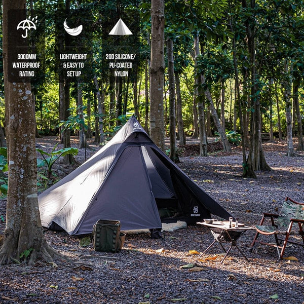 OneTigris TETRA Camping Tent 1-2 Person 3000mm Waterproofed Lightweight Backpacking Tipi Tent | Inner Mesh Tent Option Available