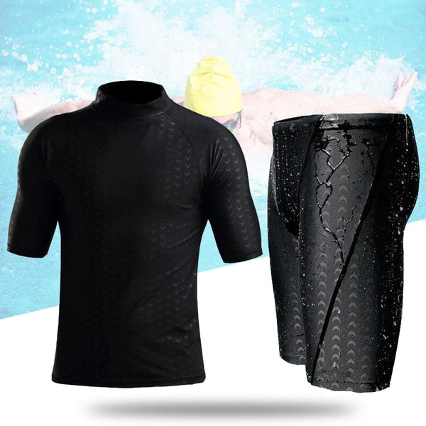 Men Short Sleeve Swim Shirt Swimming Shorts Wetsuit Set Rashguard Snorkeling Suit Men Surfing Swimsuit Diving Wet Suit Top Trunk