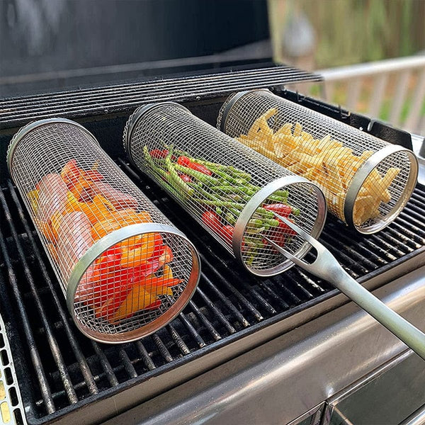 Stainless Steel BBQ Basket Grill Outdoor Picnic Camping Barbecue Cooking Supplies Cookware Kitchen Tool Leakproof Easy To Clean