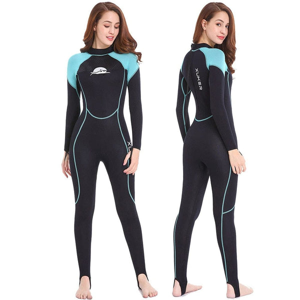 Women&#39;s 2mm Neoprene Wet Suits Full Body Wetsuit for Diving Snorkeling Surfing Swimming Canoeing in Cold Water Back Zipper Strap