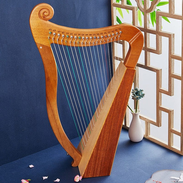 19 String Lyre Piano Solid Wooden High Quality Lyre Harp Portable Musical Instrument Stringed Instrument with Tuning Wrench