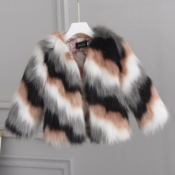 Baby Girls Faux Fur Coat Winter Children Girls Long Sleeve Christmas Jacket Warm Kids Girls Snow Coat Girls Outerwear Clothing