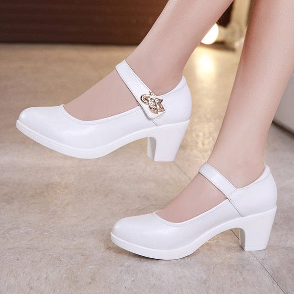 Comemore Black White Elegant Middle Cyel Ladies Bride High Heels Shoes Women Pumps Small Plus Size 33 43 Tacones Mujer