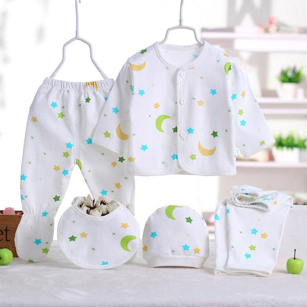 Newborn Infant Baby Suits Boys Girls Clothes Sets tops Pants bibs hats 5pcs/sets cartoon 0-3 month baby Clothing girls outfit