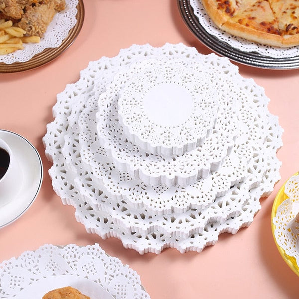 100pcs White Lace Paper Doilies Placemats DIY Box Packaging Gift Wrap Paper Crafts For Wedding Party Favors Table Decoration Mat