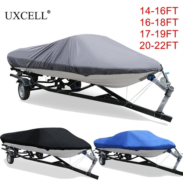 Uxcell 210D الصيد تزلج غطاء قارب 14-16ft/16-18ft/17-19ft/20-22ft V-هال Sunproof لل UV حامي قارب سريع رباط غطاء